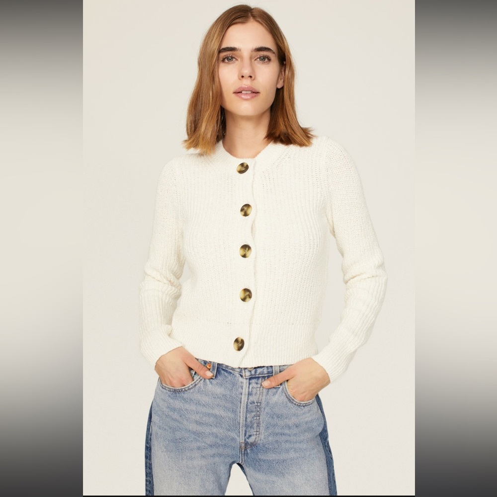 Madewell Textural Knit Cardigan Sweater Chunky creamy off white Ivory Small - Picture 3 of 11